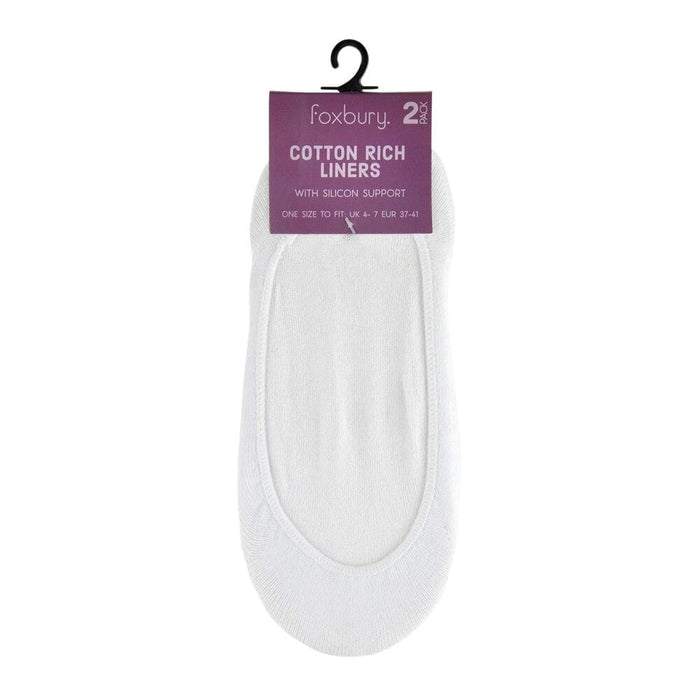 Womens 12 Pack Shoe Liners Socks Cotton Rich Footsies White