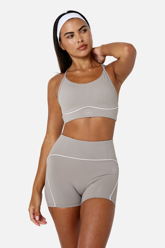 Womens Drift Strappy Sports Bra - Pale Taupe