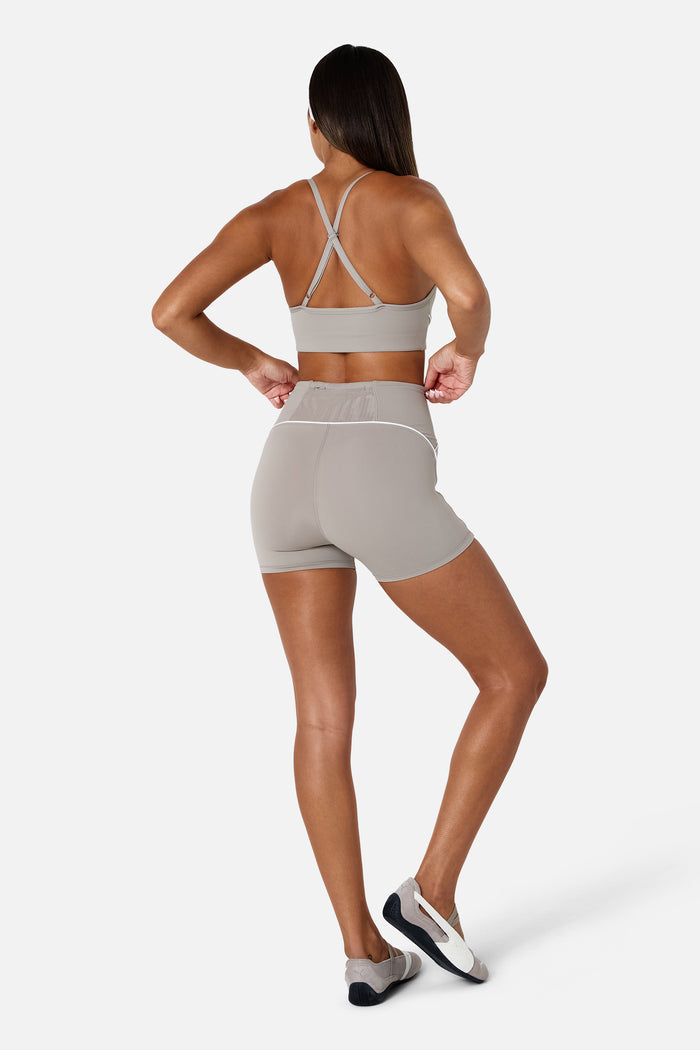 Womens Drift Strappy Sports Bra - Pale Taupe
