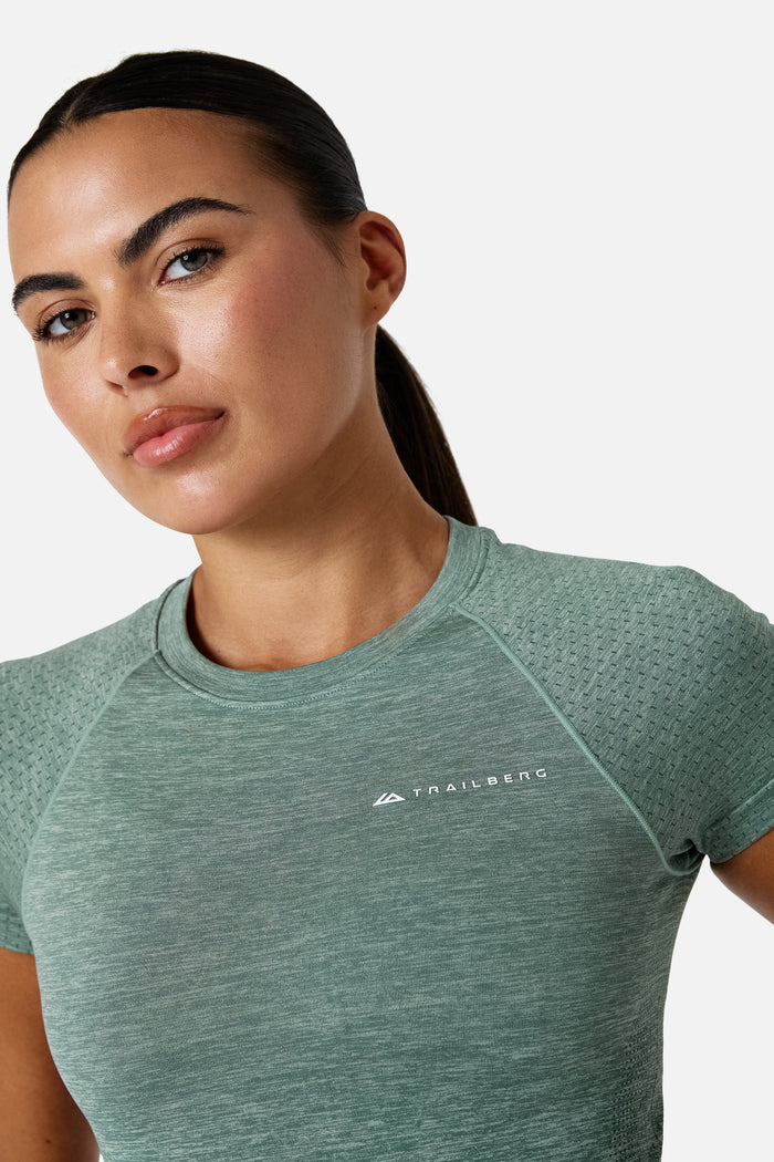 Womens Evocurve Seamless Tee - Aloe Frost