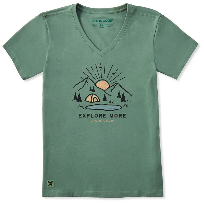 Women's Explore More Vista Short Sleeve Crusher Cotton Vee Neck Shirt