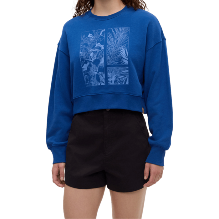 Women's Framed Haitian Blooms Oversized Crop Crew Sweatshirt