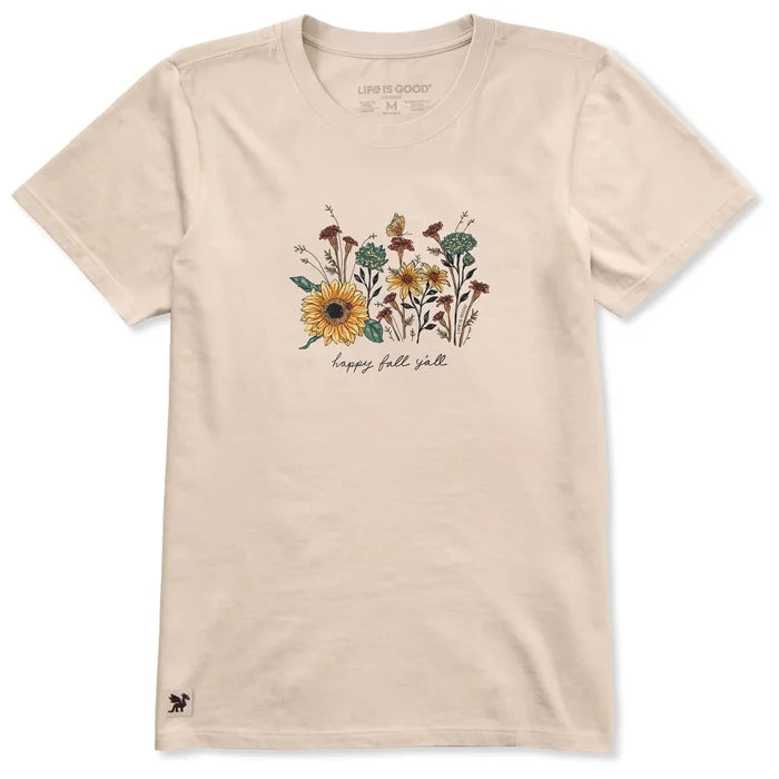 Women's Happy Fall Wildflowers Short Sleeve Crusher Tee Shirt