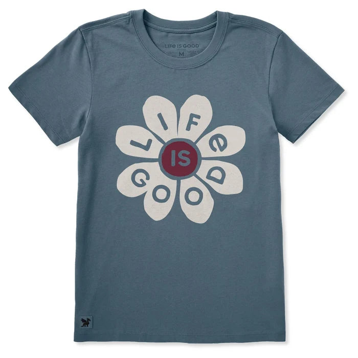 Women's Life is Good Daisy Petals Short Sleeve Crusher Tee