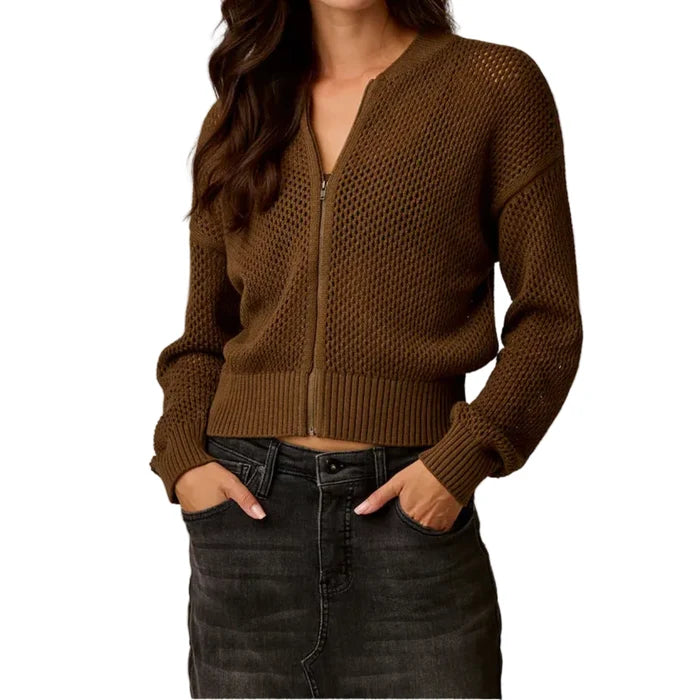 Women's Presley Mesh Bomber Sweater