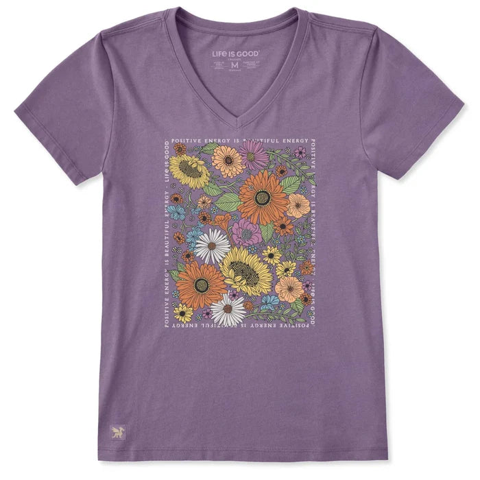 Women's Wildflowers Beautiful Energy Short Sleeve Crusher Vee Shirt