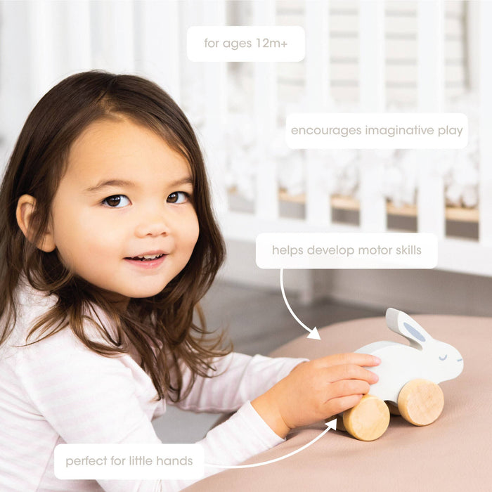 Wooden Toy Push-Along Bunny - Wee Bee Baby Boutique