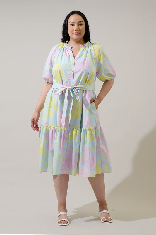 Wynette Tiered Midi Dress Brisa Floral Curve