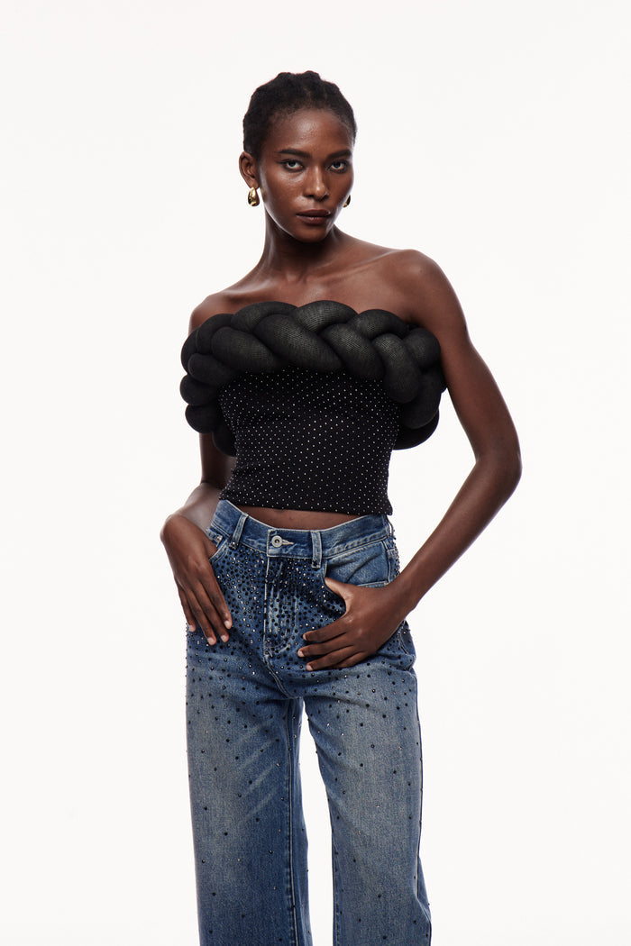 Yachna Dot Deconstruct Strapless Top