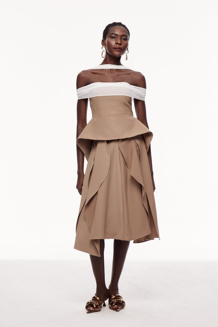 Yoko Off Shoulder Asymmetric Maxi Dress
