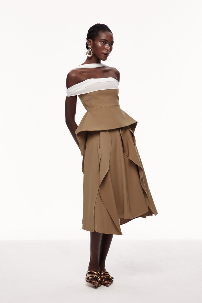 Yoko Off Shoulder Asymmetric Maxi Dress
