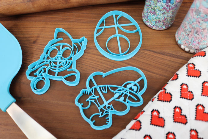 Yoshi's Island Characters Cookie Cutters - Baby Bowser, Baby Mario, Kamek, Poochy, Yoshi Egg - Super Mario Bros / Yoshi Games