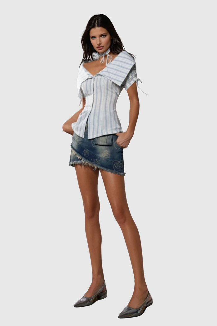 Zahi Stripe Off Shoulder Top