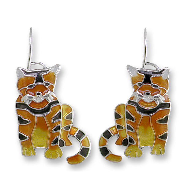 Zarlite by Zarah Co - Golden Tabby Cat Dangle Drop Earrings 0711Z1