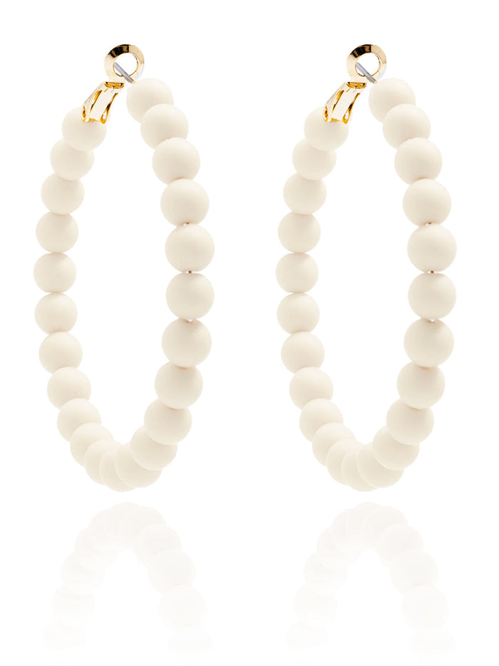 Zenzii Matte Beaded Hoop Earring - Cream