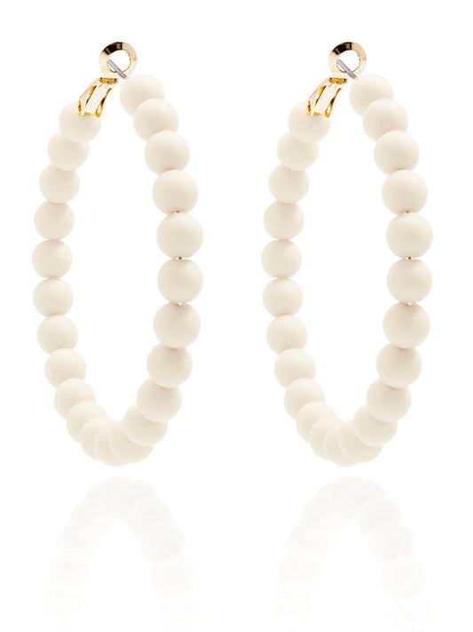 Zenzii Matte Beaded Hoop Earring - Cream